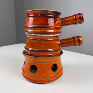 Vintage 60's Genin Trudeau Onion 2 Soup Bowls and candle warmer set